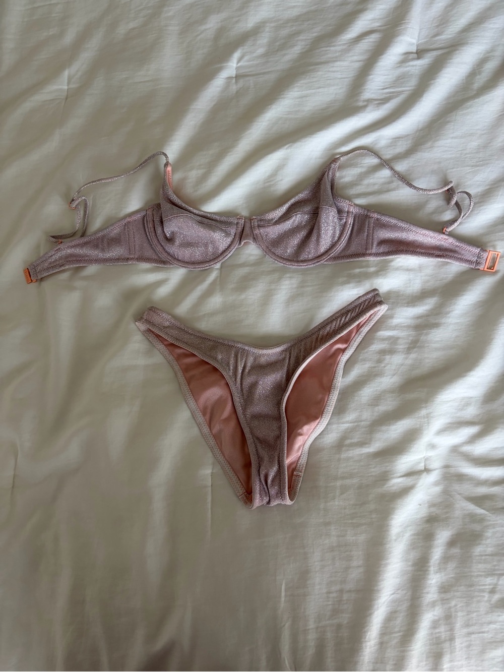 triangl swimwear pink shimmery bikini